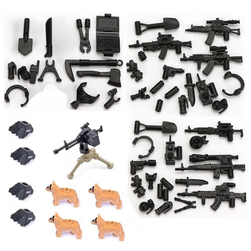 MOC Military Weapon Gun Set Rifle Pistol Dog Soldier Swat Team Accessories Mini Action Figures Part Building Bricks Toys Hobbies