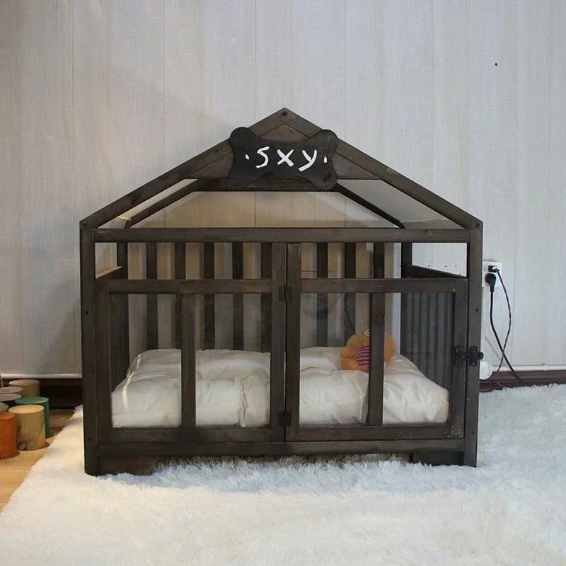Casetta per cani in legno Cottage di grandi dimensioni Casetta per cani da interno carina Cuccia per gatti Casetta per animali estiva invernale di lusso con tappetino