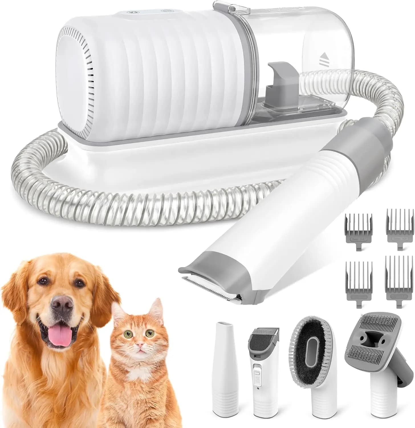 Kit Aspirapolvere per Toelettatura Animali con Tosatrice Elettrica, Spazzola e Strumenti per la Rimozione del Pelo e la Pulizia Domestica