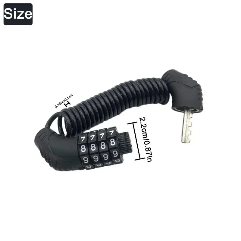 Bicycle Lock Password Helmet Lock Electric Bike Motorcycle Anti-theft Retractable Wire Lock Portable Fixed Hat Lock