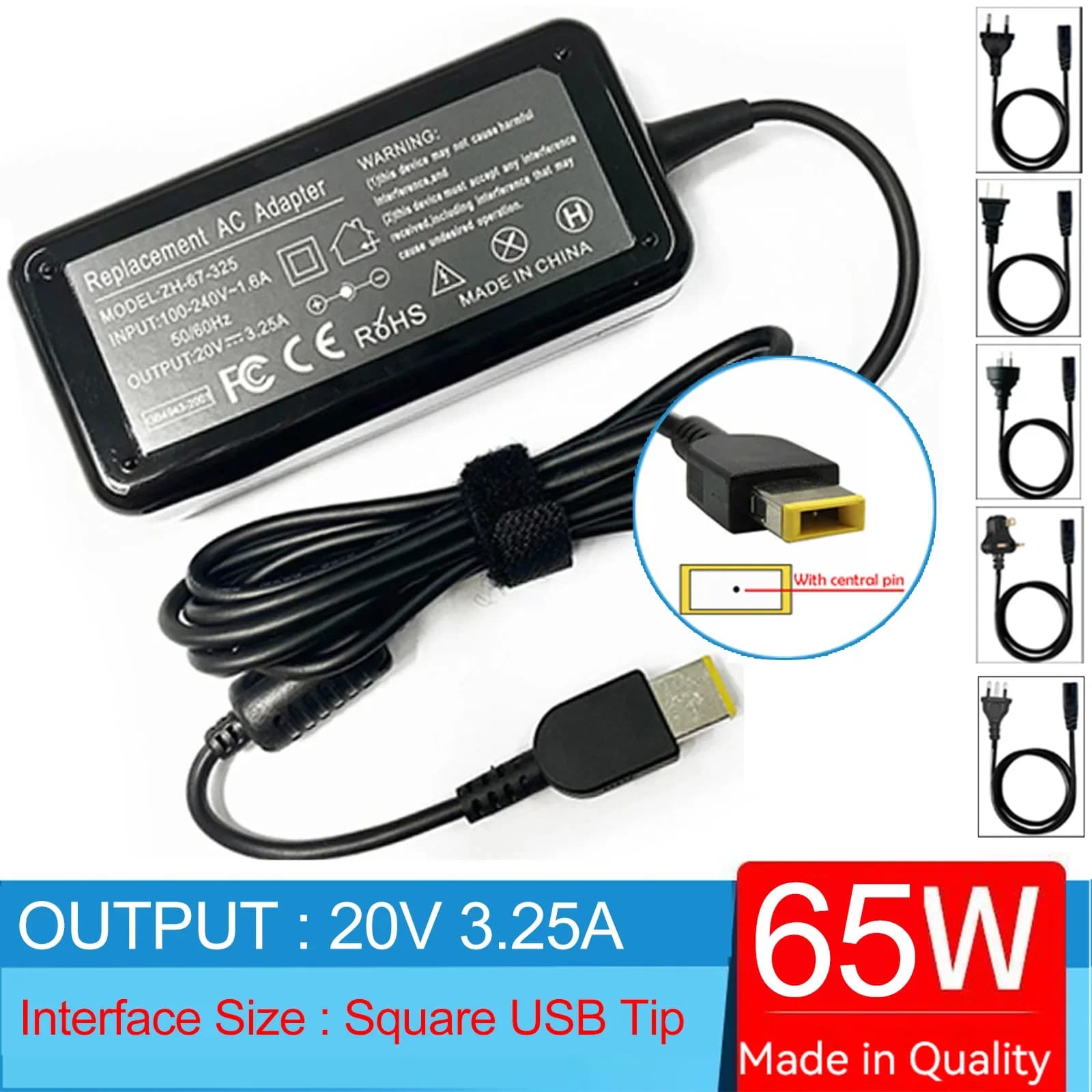 Caricabatterie adattatore ca per Laptop 20V 3.25A per Lenovo Yoga 300-17ISK 500-141BD 300-11IBR 300-15IBR 500-14ACL 300-14ISK muslimate