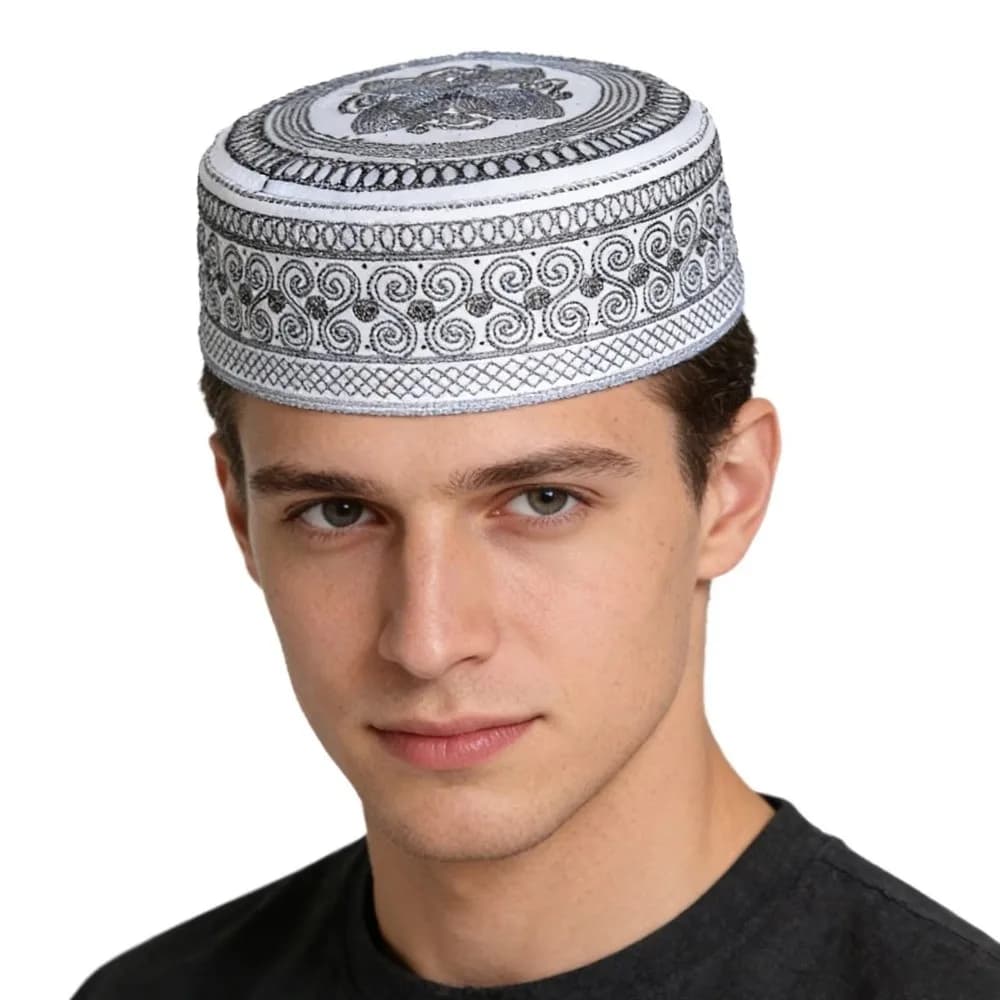 Arabian Headwear Traditional Muslim Hat Ethnic Style Breathable Prayer Hat Comfortable Round Islam Flat Cap Middle East Culture