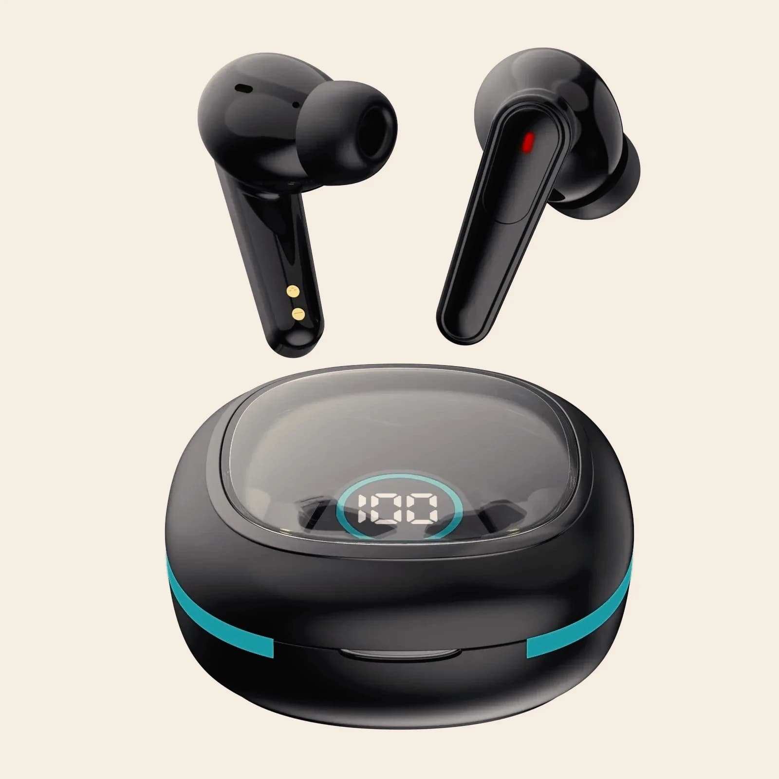 Auricolari True Wireless con Display LED Digitale, Cuffie In-Ear Ricaricabili con Microfono Integrato per Smartphone