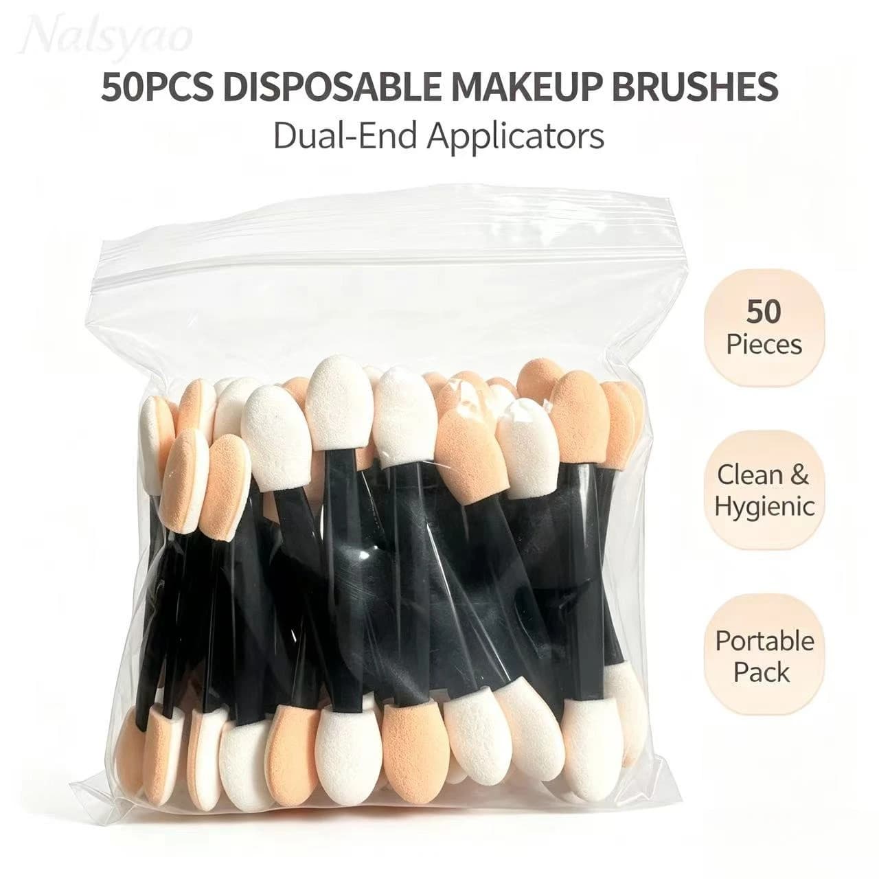 50/100/200PCS Disposable Dual Sides Eye Shadow Sponge Applicators with Container Makeup Applicator Length Eyeshadow Brushes