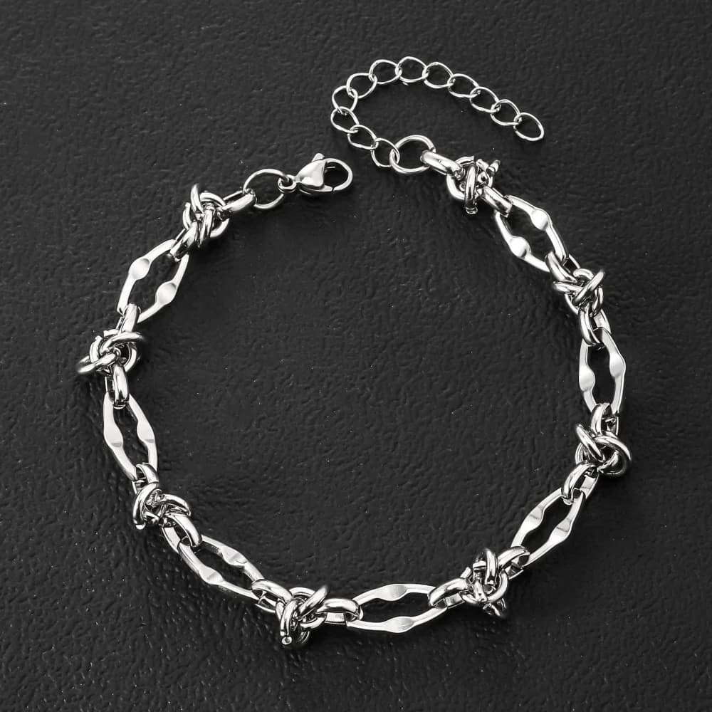 Bracciale impermeabile in acciaio inossidabile per uomo e donna, catena a maglie irregolari con nodo, catena di estensione regolabile, gioiello di tendenza.