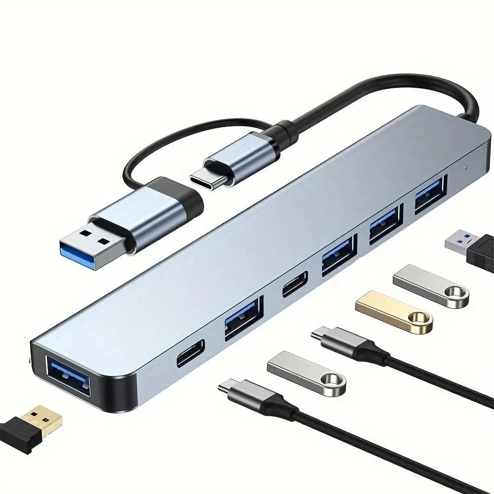 HUB USB 3.0 7-in-1, HUB USB C da TYPE-C a 5 USB PD, adattatore TYPE C, trasmissione dati a velocità elevata 5 Gbps, docking station USB C per PC e laptop
