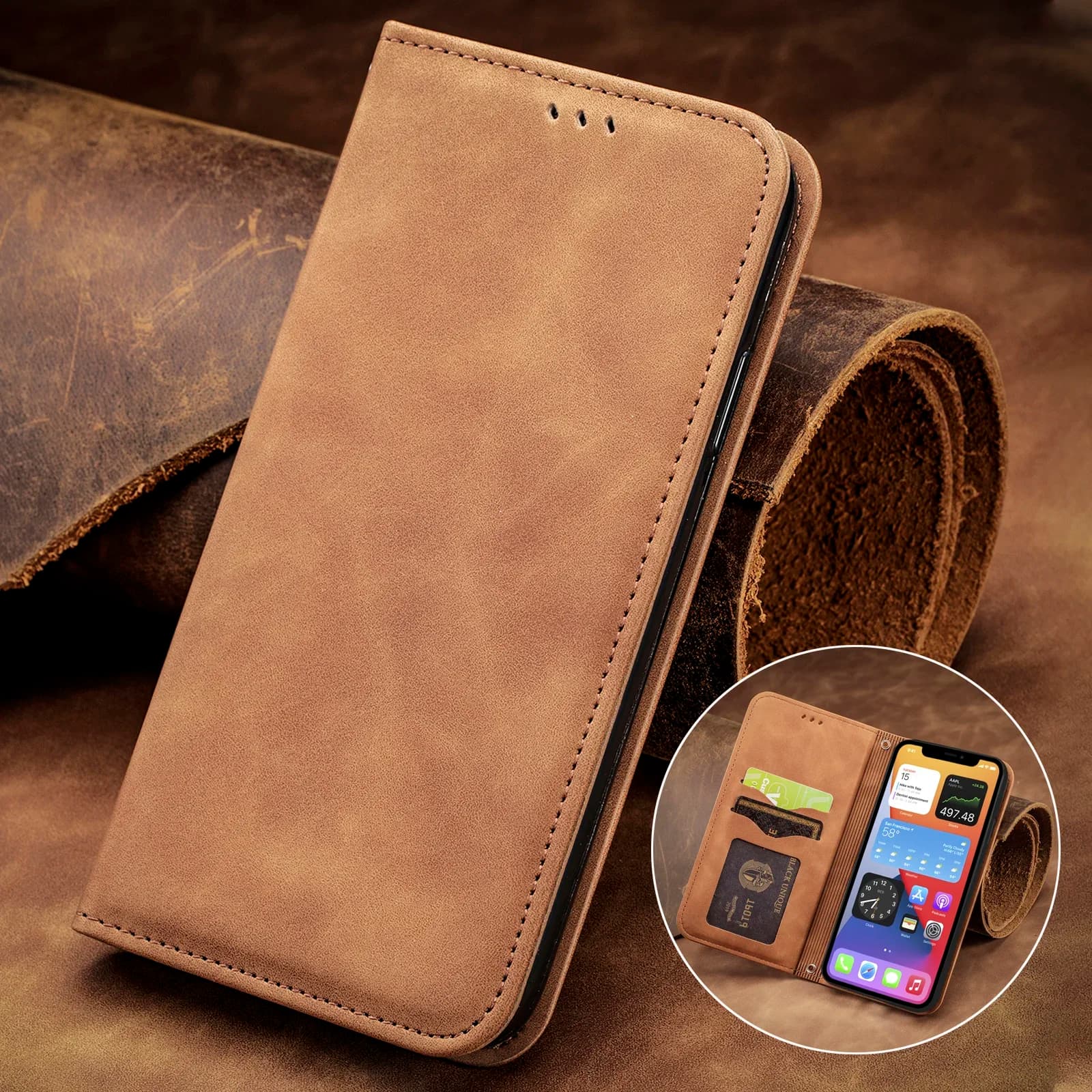 Forte custodia in pelle magnetica per Motorola Moto G85 G75 G15 G05 G55 G54 G84 Edge 50 Neo 40 Pro Carte a portafoglio Solt Flip Book Cover