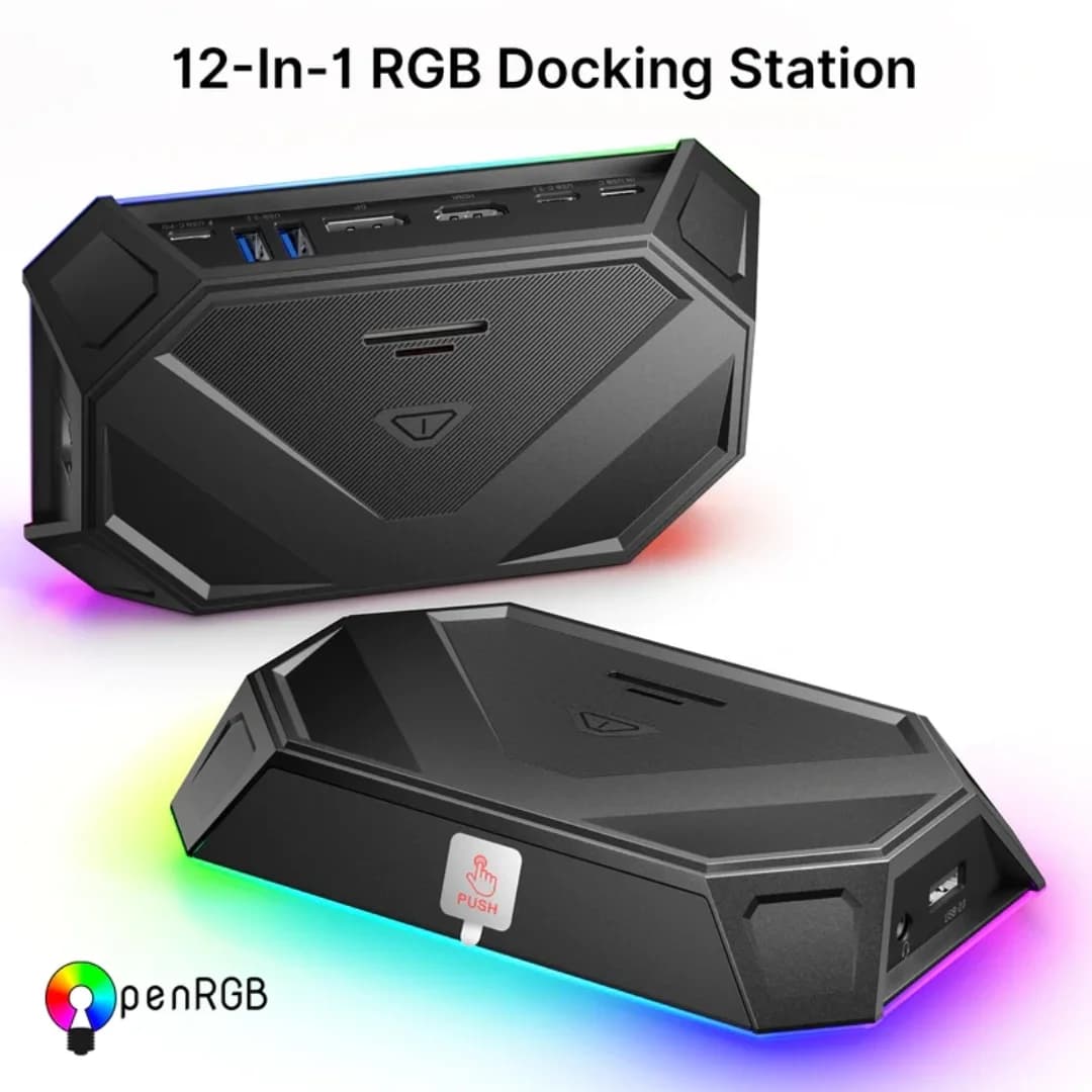 ROG Ally RGB Docking Station, 12-in-1 ROG Ally Dock con 4K @ 120Hz HDMI e DisplayPort Gigabit Etherne USB-C 3.2 per ASUS Rog Ally