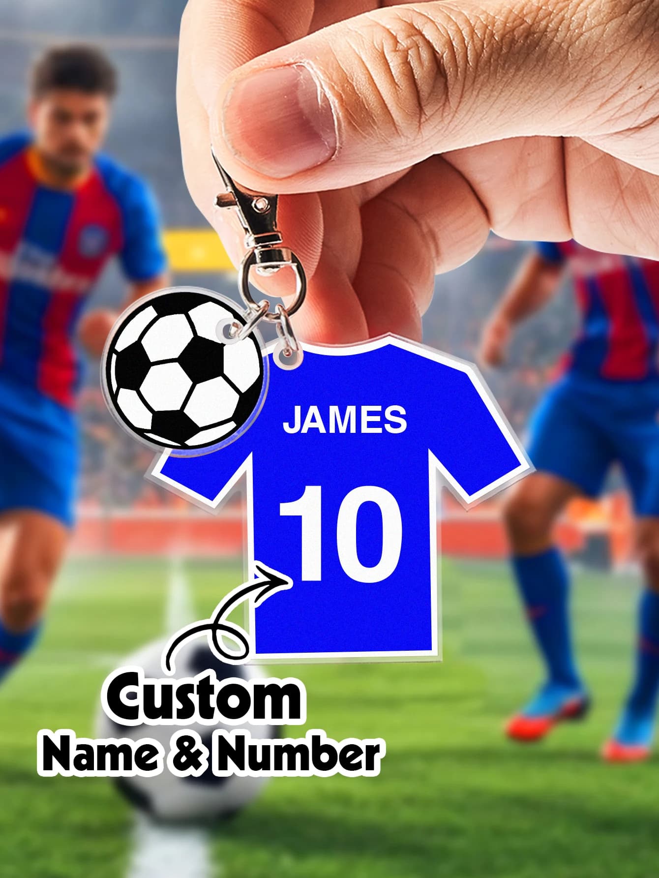 Custom Football Knit Keychain Custom Name 8 Colors Available Football Fan Gift