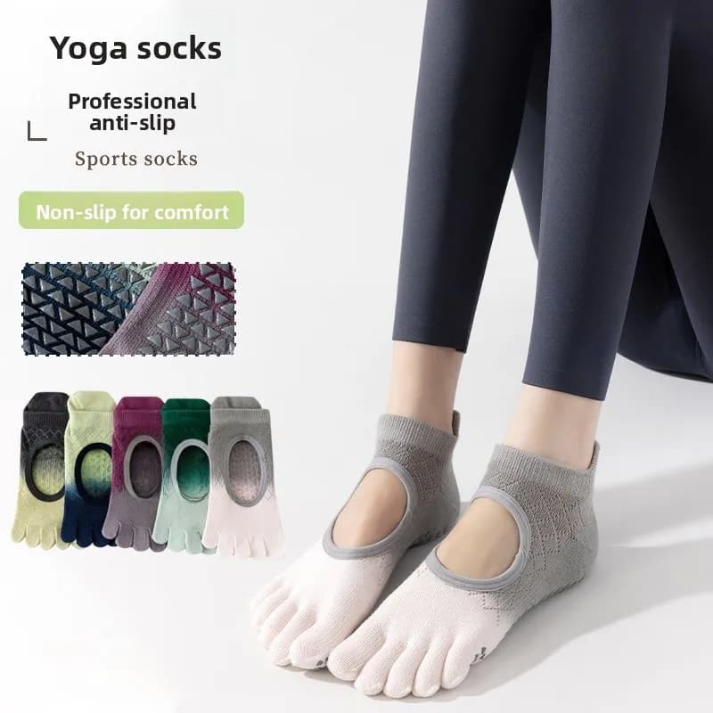 Socks Anti-slip from Yoga with Tie-Dye Sfumature, Five-Die Socks for Pilates and Fitness, Socks Comfortable Cotton for Women