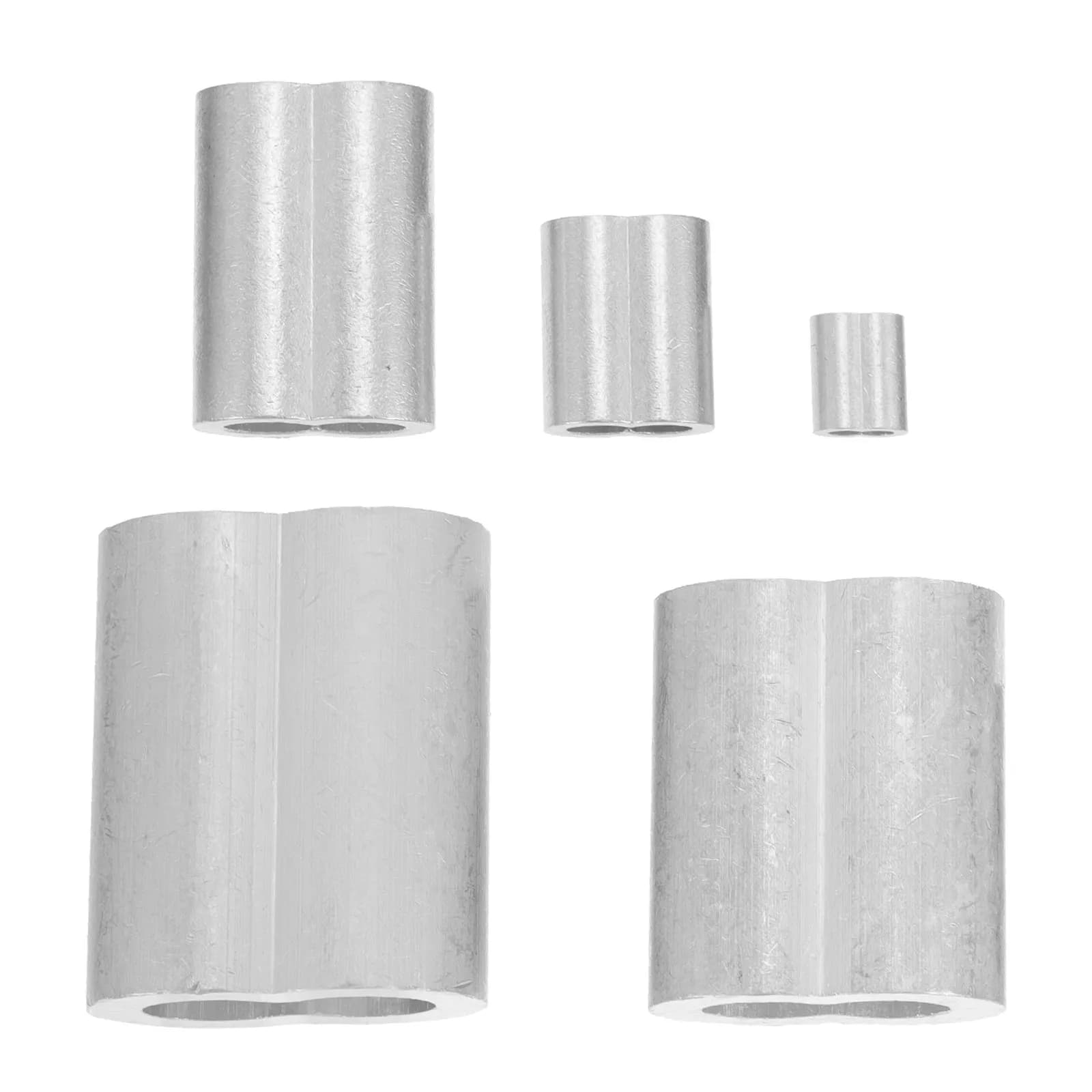1Set Cable Ferrule Aluminum Double Hole Sleeve Steel Wire Crimping Clips for Dog Leashes Clothes Lines Durable