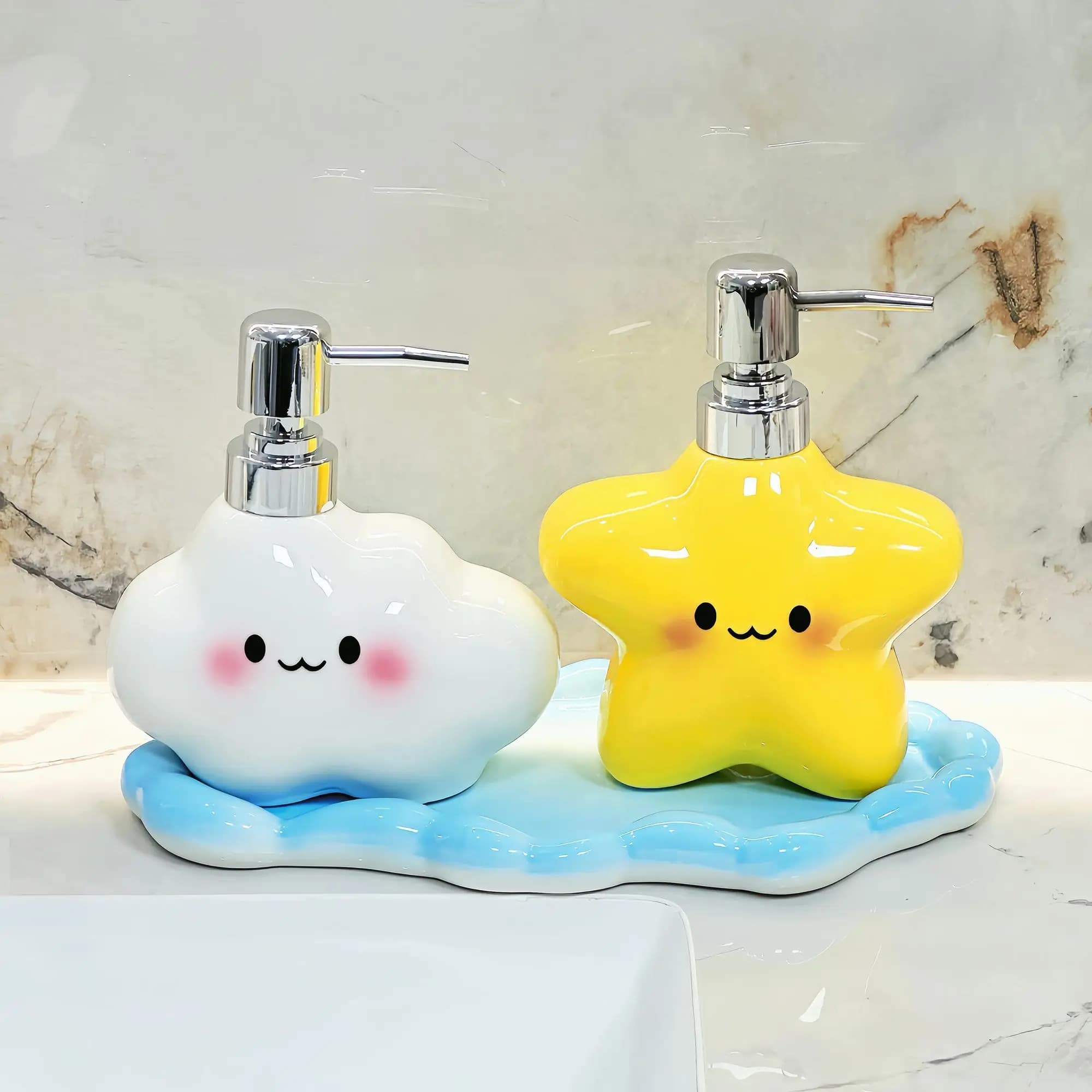Cartoon Cloud Star Hand Sanitizer Refill Bottle Bathroom Shower Gel Shampoo Lotion Bottle Soap Dispenser Bathroom Accessories
