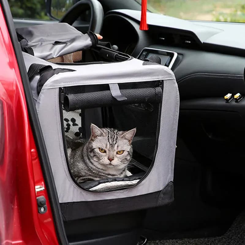Petopia Gabbia da campeggio portatile regolabile per cani e gatti Gabbia da esterno in rete con chiusura a cerniera Borsa da viaggio morbida per animali domestici