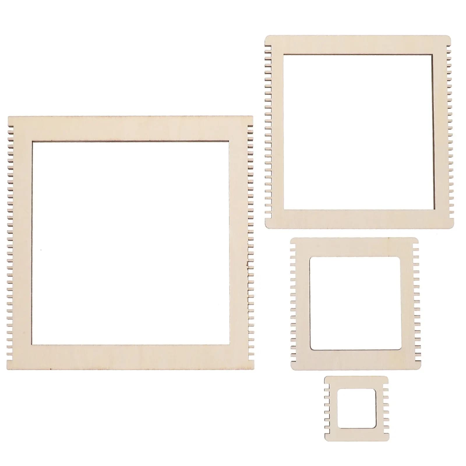 4Pcs Wood Weaving Loom Kit Square Frame Starter Board Portable Hand Weaving Tools for Yarn Craft Supplies