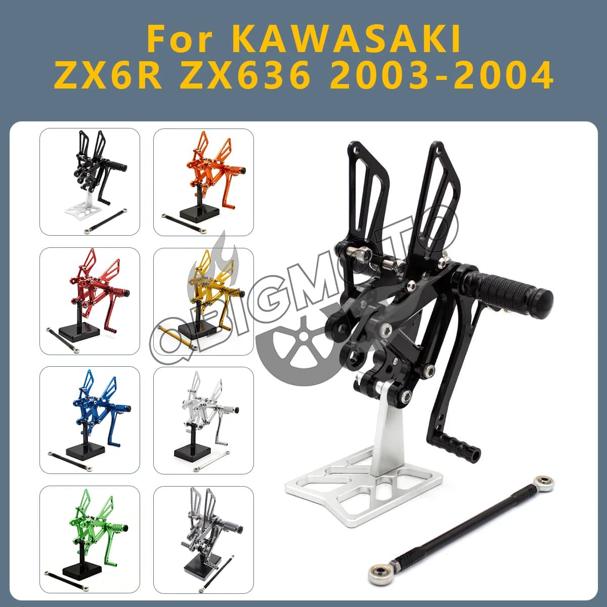 Pedane Posteriori Regolabili CNC per Moto KAWASAKI ZX6R ZX636 2003-2004