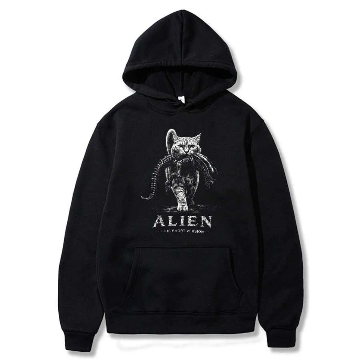 Alien The Short Version Cat Sci-Fi Horror Parody Graphic Funny Meme Hoodies Men's Women Clothing Cotton Long Sleeve Streetwears