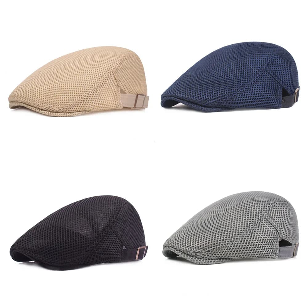 Cappelli Estivi da Uomo in Rete, Berretti da Pittore Britannici, Cappelli Traspiranti e Ventilati, Berretti Regolabili, Berretti Hip Hop
