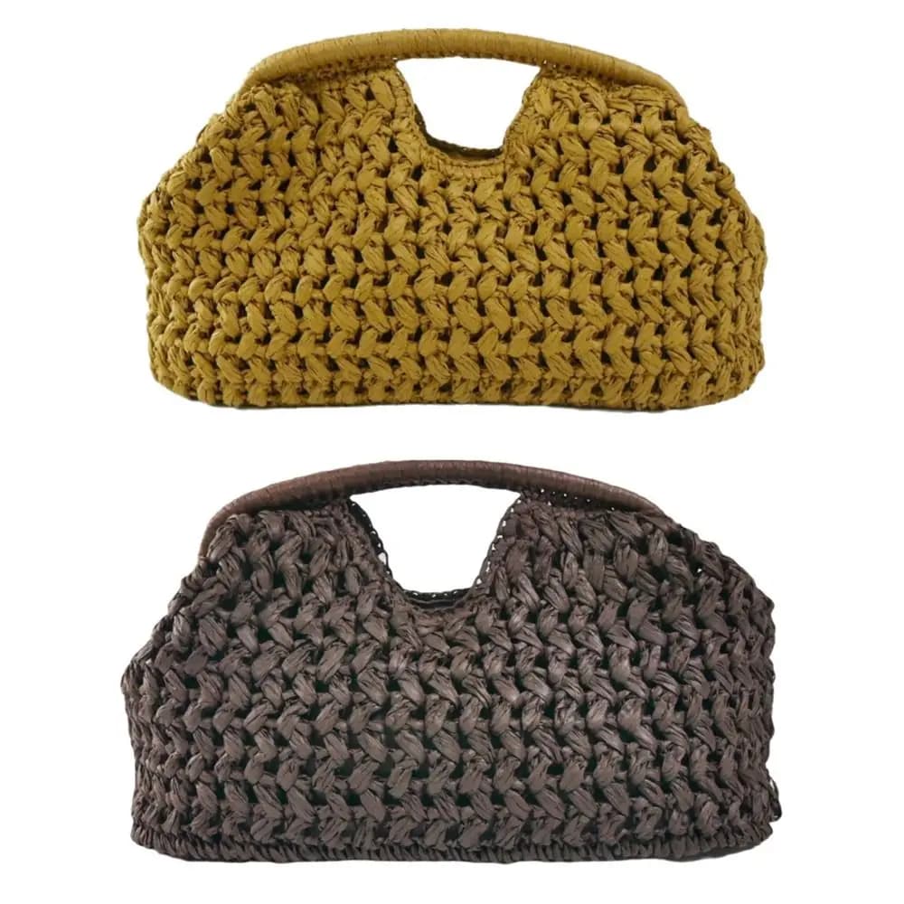 Fashion Luxury Woven Clutch Bag Large Capacity Simple Texture Women Handbag Straw Beach Bag Wallet Travel