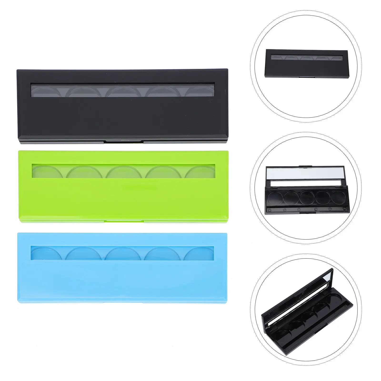 3Pcs Multi-Compartment Eyeshadow Box Premium Plastic Cosmetics Storage Tray Lightweight Portable Makeup Organizer for Eyeshadow
