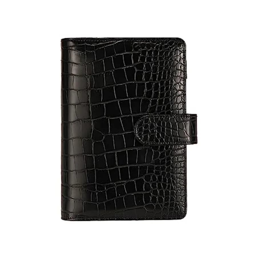 Crocodile Budget Binder Cover - PU Leather Notebook Binder with Hidden Snap Buckle, Small 6 Ring Refillable Journal Binder