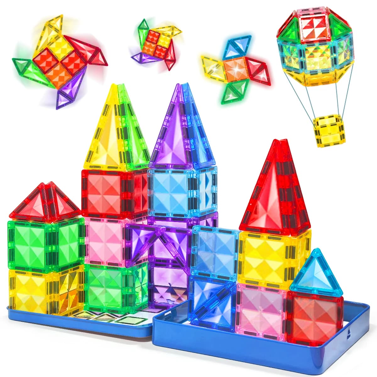 Giocattoli educativi Montessori STEM, blocchi magnetici da costruzione, set di costruzione fai-da-te per bambini, piastrelle magnetiche per regali per bambini