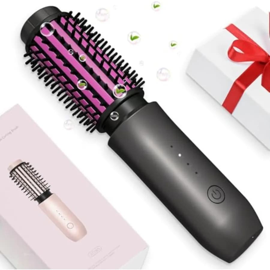 Mini Spazzola Arricciacapelli Senza Fili Portatile, Spazzola Lisciante per Capelli Senza Fili, Arricciacapelli Anti-Crespo con Ioni Negativi 3-in-1