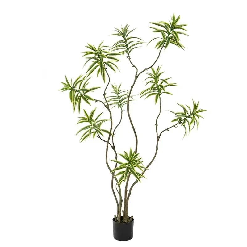 High-Simulation Lily Bamboo Golden-edge Home Decoration Tree Artificial Plant Large Plastic Potted Green Bonsai Dracaena