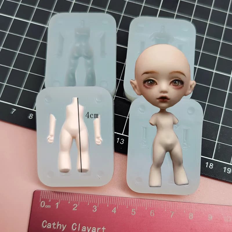 4cm Height Ultra Light Polymer Clay Doll Body Silicone Mold for DIY Crafts Cute Fast-Shaped Ultra Light Clay Doll Mold