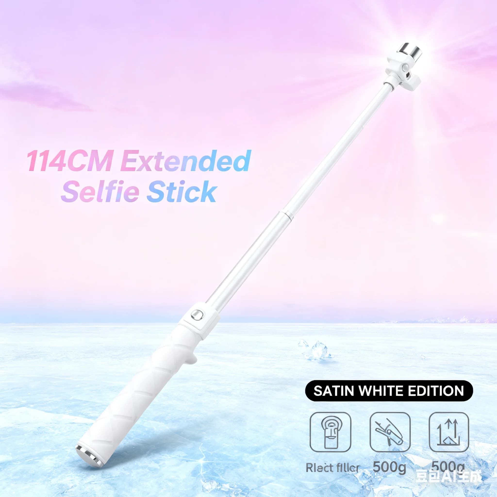 Bastone selfie invisibile da 114 cm per Insta360 - Bianco satinato, Per GO Ultra/X5, Leggero, Shots per terze persone