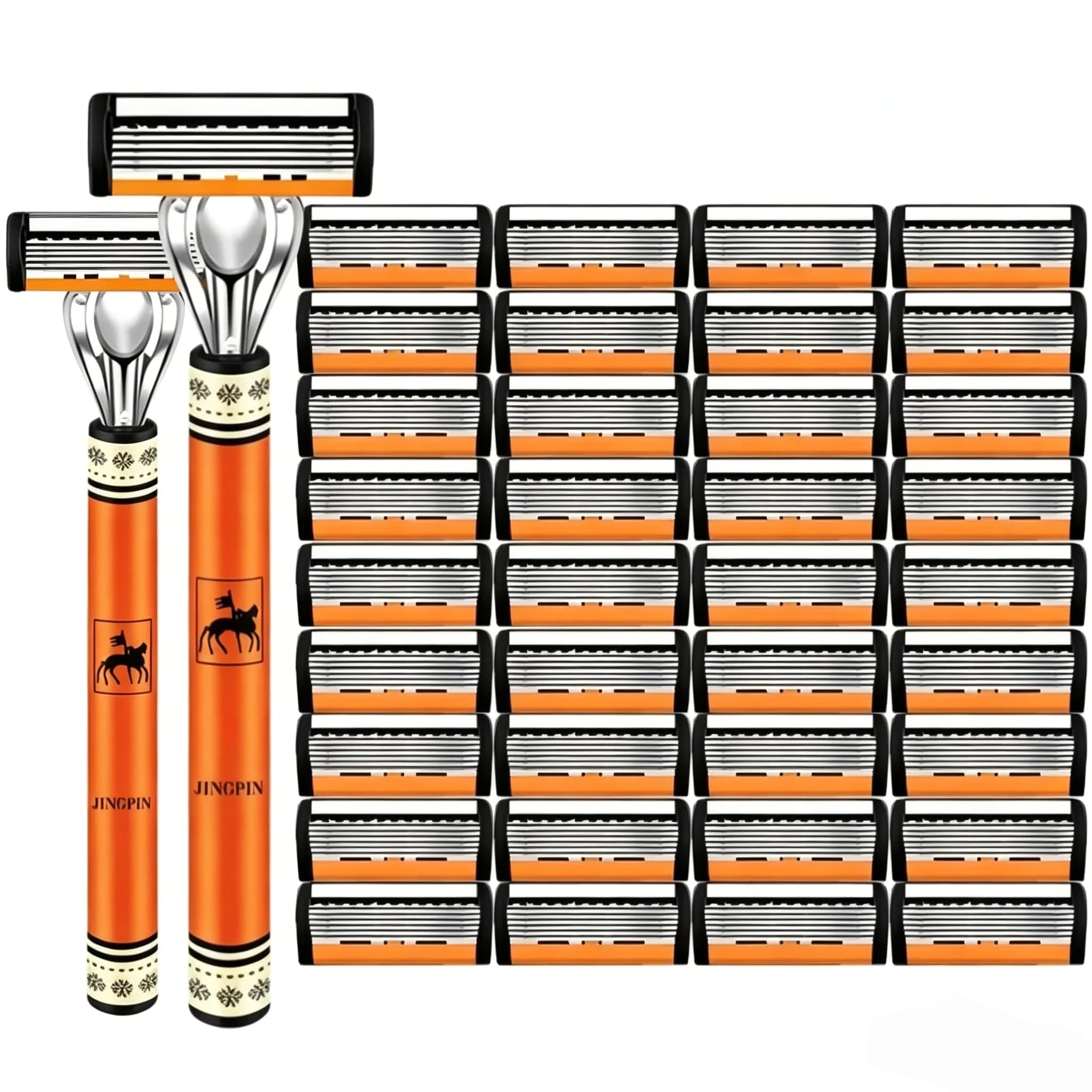 2h48pcs Six Layers Safety Razor for Mens Shaving &Womens Stainless Steel Changeable Shaver for Thick Beards Razor Hair Removal