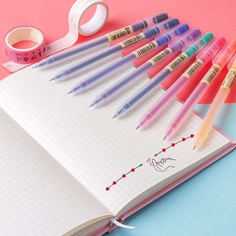 12 pz/set 0.5mm penna Gel colorata semplice penna a tubo ad ago completo per ragazzo ragazza studente forniture cancelleria per ufficio scolastico