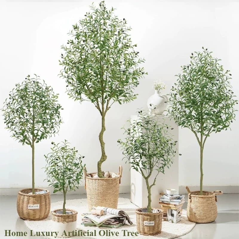 Artificial Ulive Tree, Fin Green Plant in Vase, Nordic Style Luxury Tree, Interior and Windows Decoration
