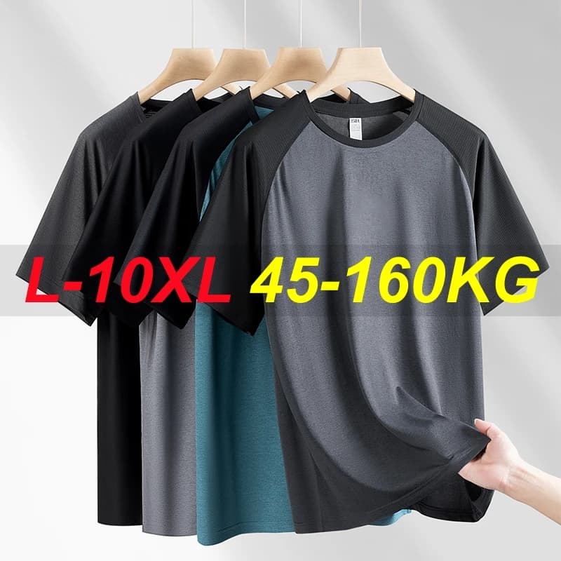 Oversized Men's T Shirts Quick Dry Plus Size 10xl 9xl 8xl Summer Slim Fit T-Shirt Men Sport 100% Polyester Short Sleeve Tops Tee