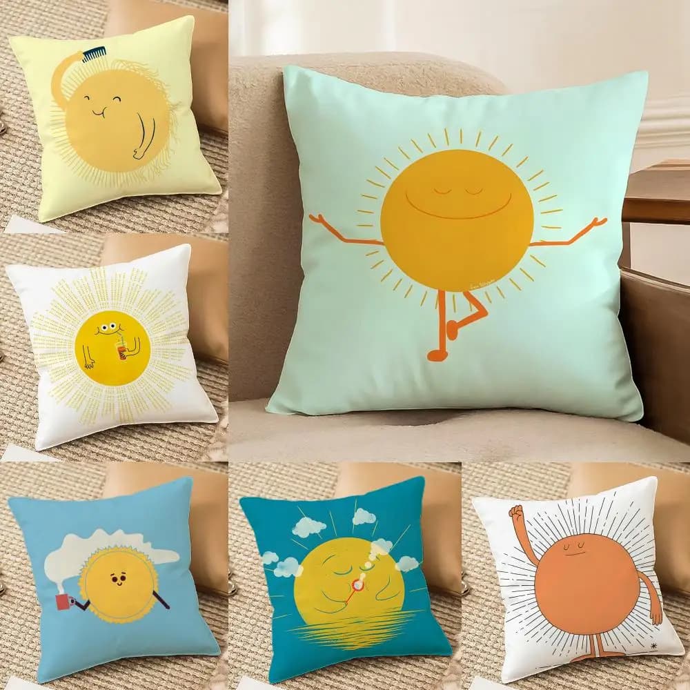 Fun cartoon school patterns for children Cushion Cover Silky elegant Comfort Sofa Bed Invisible zipper Beach pillowcase