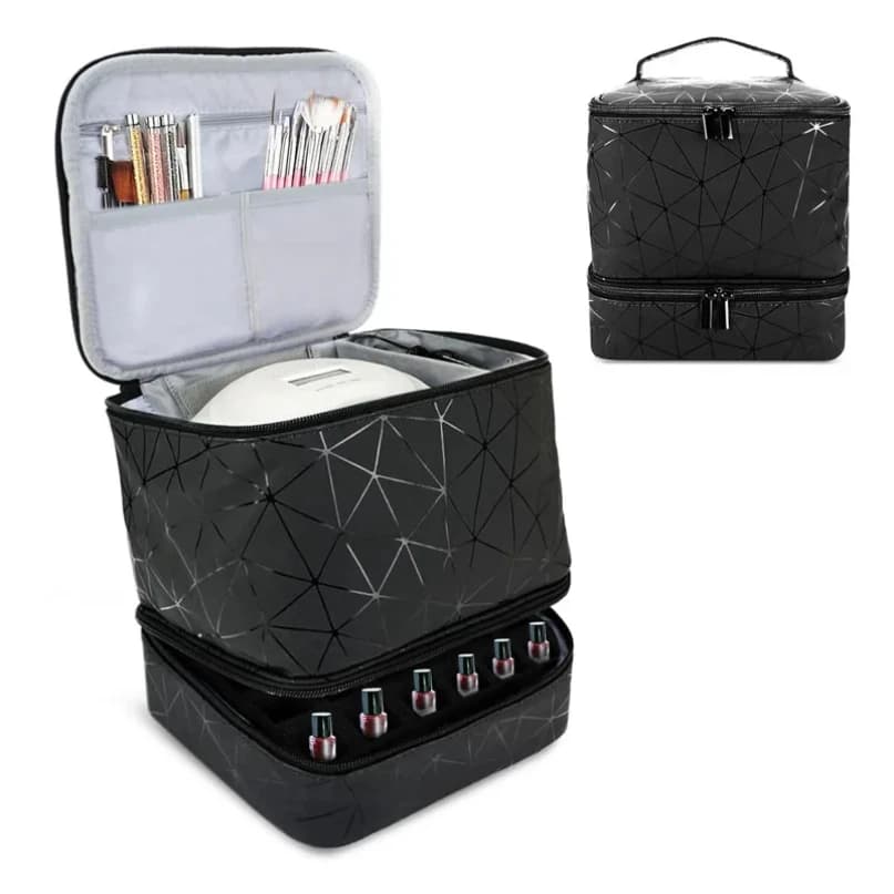 Borsa portaoggetti per smalto da 30 bottiglie 2024 Maniglia cosmetica portatile per organizer grande per borsa da viaggio Borsa per olio essenziale a 2 strati