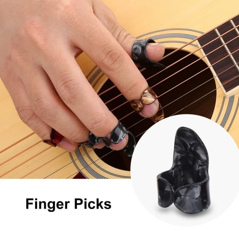 Set di 15 Protezioni per Dita e Pollice Fai-da-Te con Scatola Portaoggetti per Chitarra