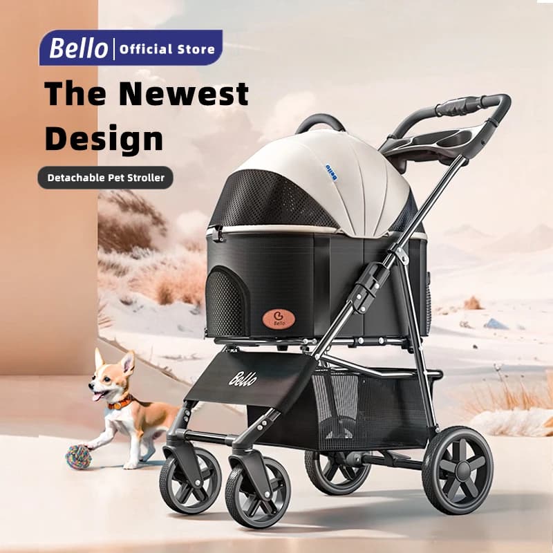 Bello Il nuovissimo passeggino per animali staccabile parm per animali domestici Piccolo carrello portatile leggero spingitore per borsa per cani e gatti