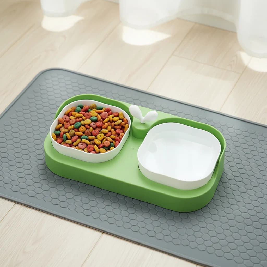 Set di ciotole doppie per animali domestici per cani - Forniture per animali domestici con piatto per mangiatoia d'acqua per alimenti antiscivolo durevole