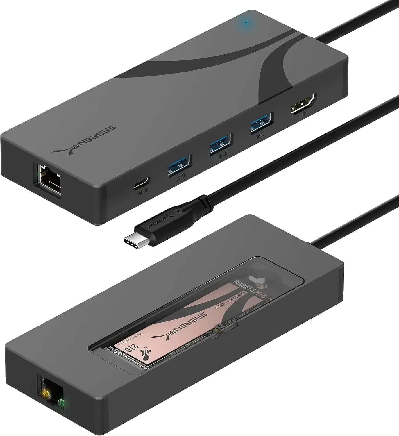 Hub USB-C a 6 Porte con Slot M.2 SSD, Power Delivery 90W, HDMI 4K, Ethernet Gigabit e Porte USB