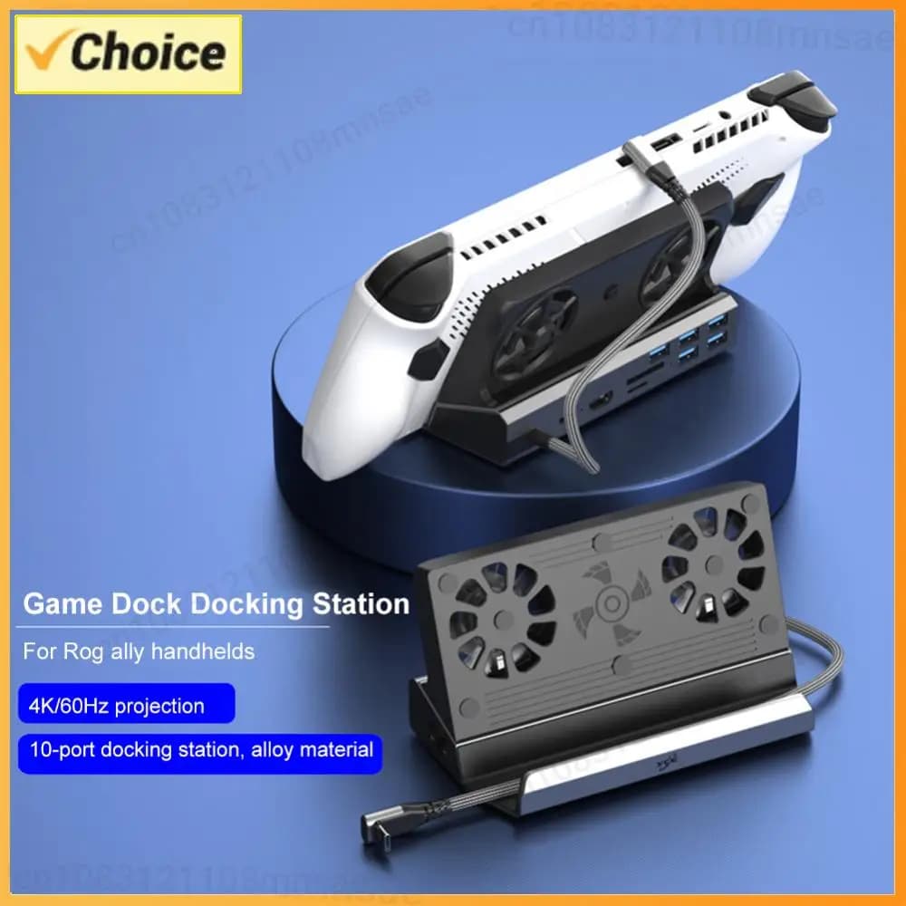 Supporto Base TV con Dock HDMI, Hub Console, Ethernet Gigabit 1000Mbps, Dock Stand Tipo C USB 3.0 2.0 PD 100W per ROG Ally Game