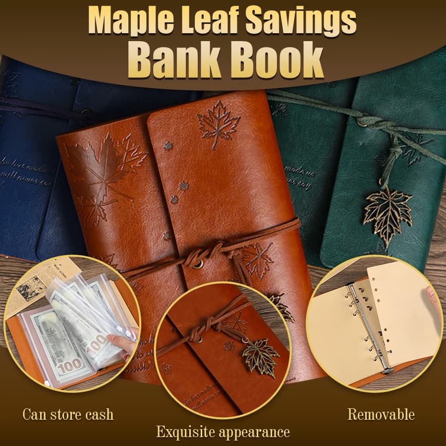 Retro leather cover, nostalgic fallen leaf spiral ring loose leaf notebook | Travel diary | Forest style hand account book