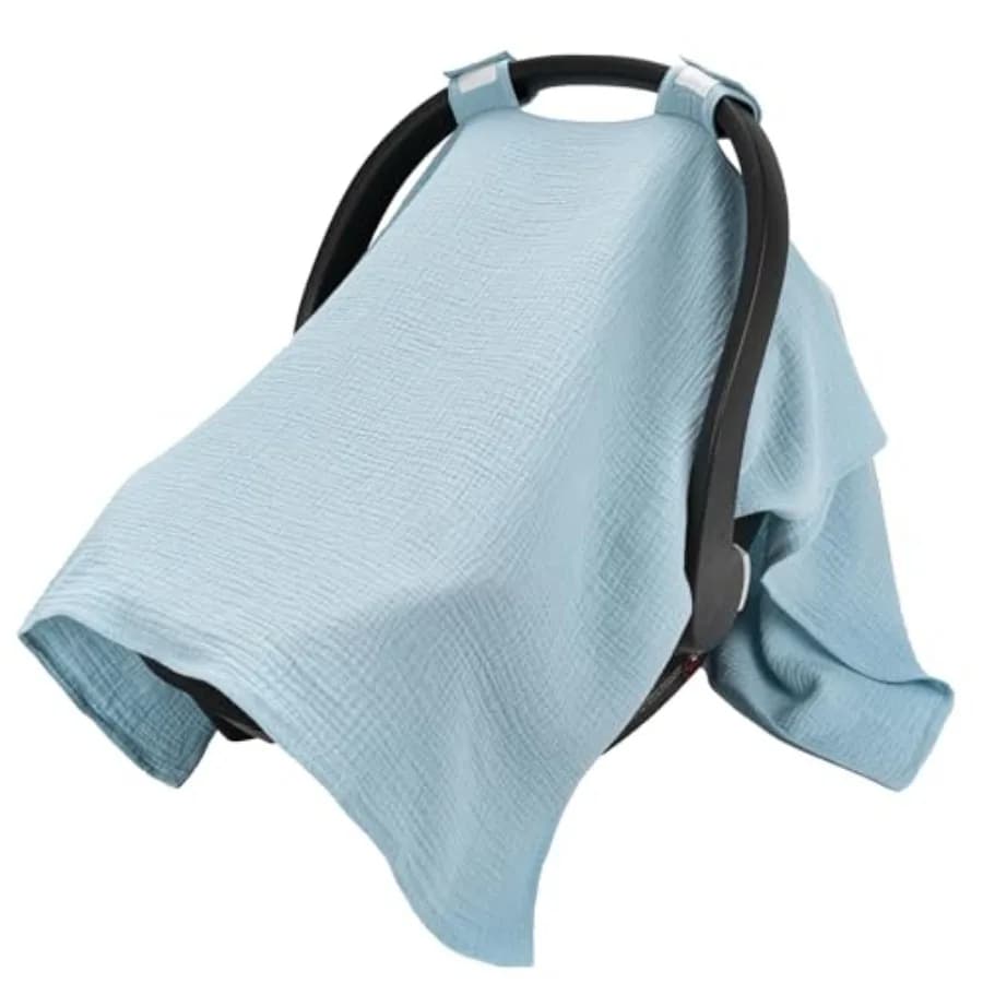 SERAPHY 100% Muslin Cotton Car Seat Cover Baby, Universal Carseat Covers, Breathable Baby Car Seat Canopy for Boys Girls, Soft