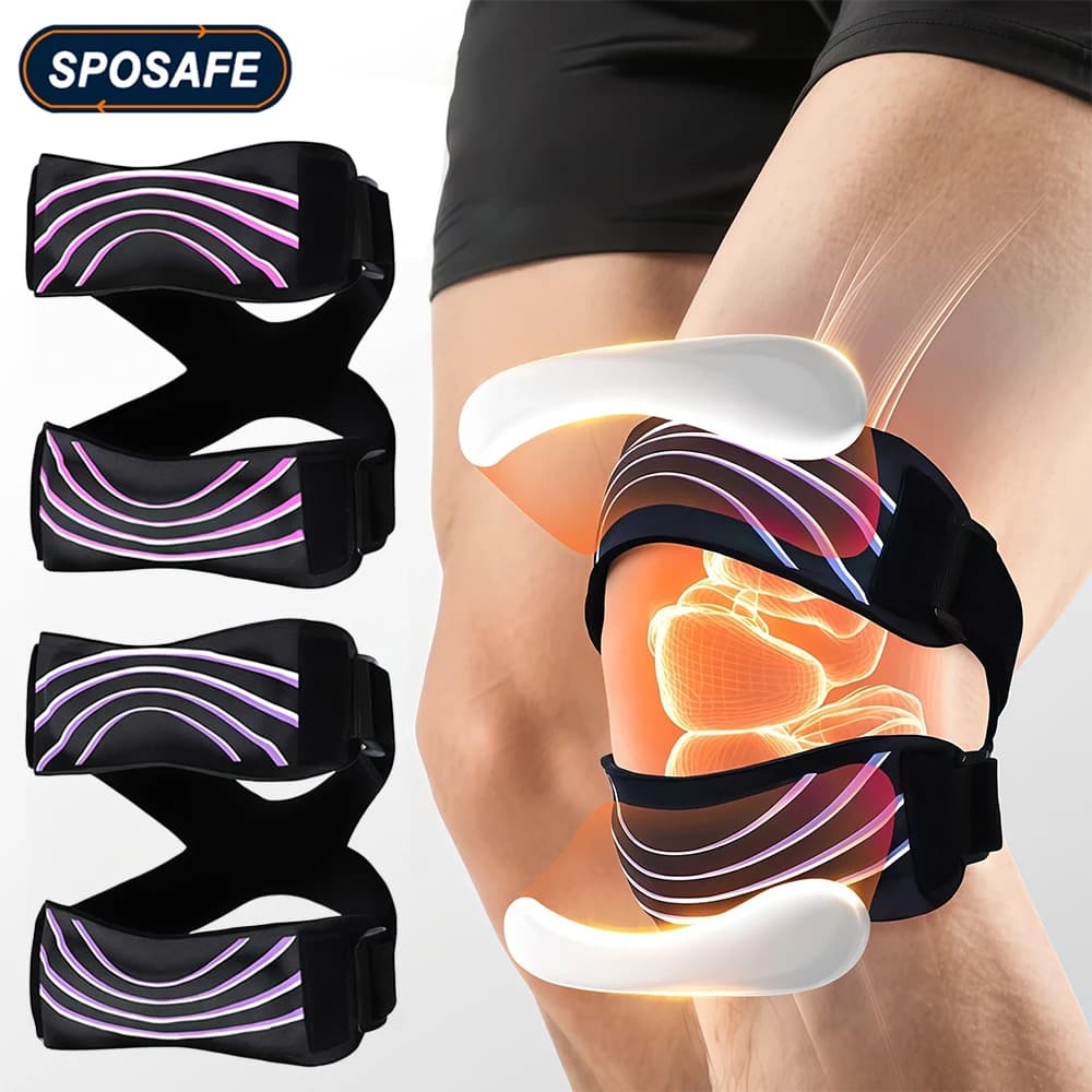 Supporto per Ginocchio Regolabile con Doppio Cuscinetto in Silicone per Corsa, Salto con Corda, Escursionismo, Basket (1 o 2 Pezzi)
