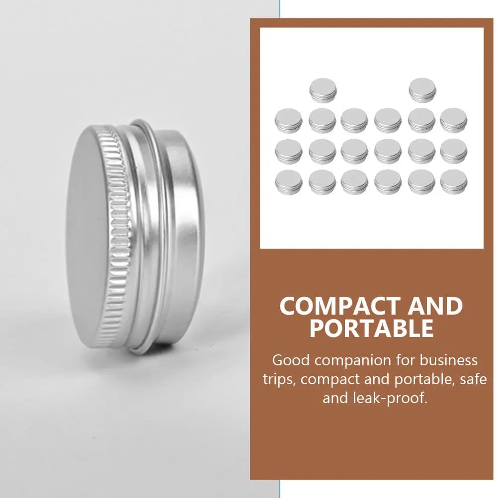 20 aluminum containers with screw cap for cream, robust and leak-proof, ideal for travel, freezer and dry storage