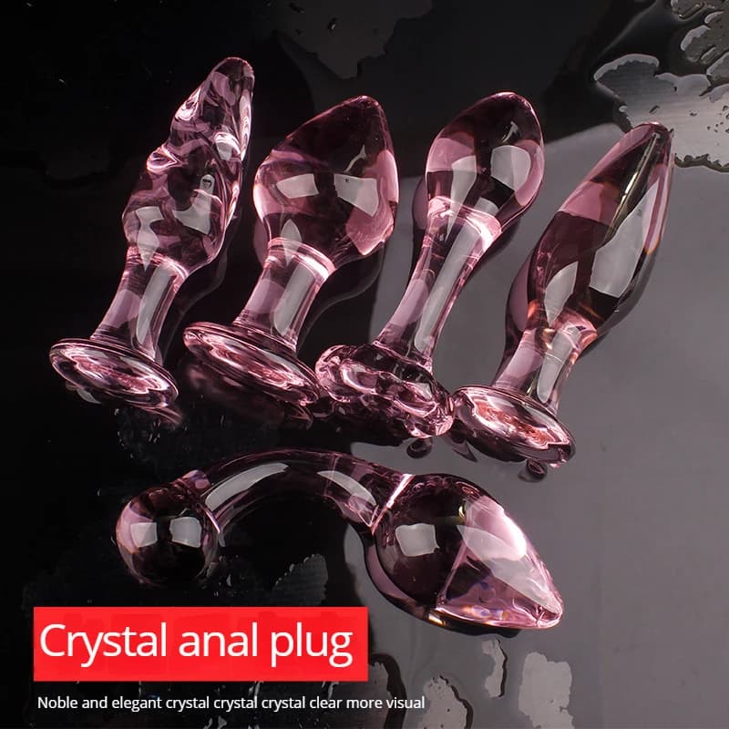 Plug anale per le donne tappi di testa in vetro di cristallo rosa pene vita notturna ano Dildo masturbazione per adulti giocattoli del sesso Gay per adulti