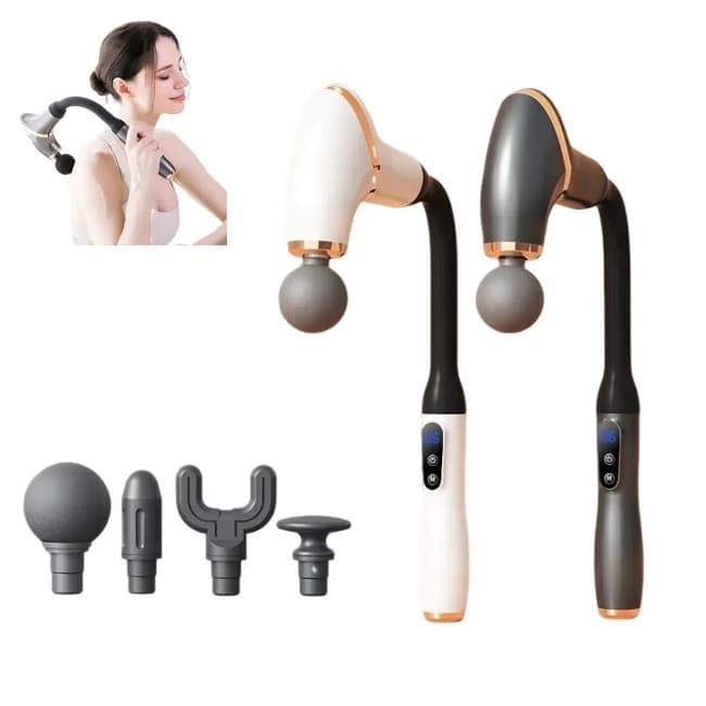 Handheld Percussion Fascial Massage Gun-Deep Tissue Portable 6 Speeds 4 Massage Heads Muscle Massage Gun-Pain Relief for Back