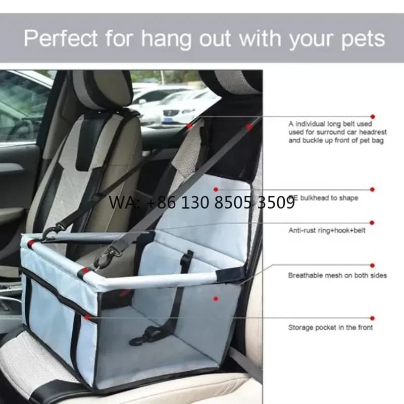 Clip-on Safety Leash Pet Car Booster Seat Portable Foldable Carrier With Seat Belt for Dog and Cat Pet Travel Carrier