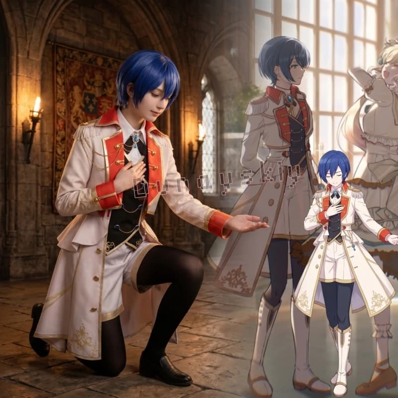 Costume Cosplay PJSK Akiyama Hoshino Ichika, Abito Vittoriano Lolita con Frac, Decorazioni con Bottoni Dorati e Catene, per Halloween