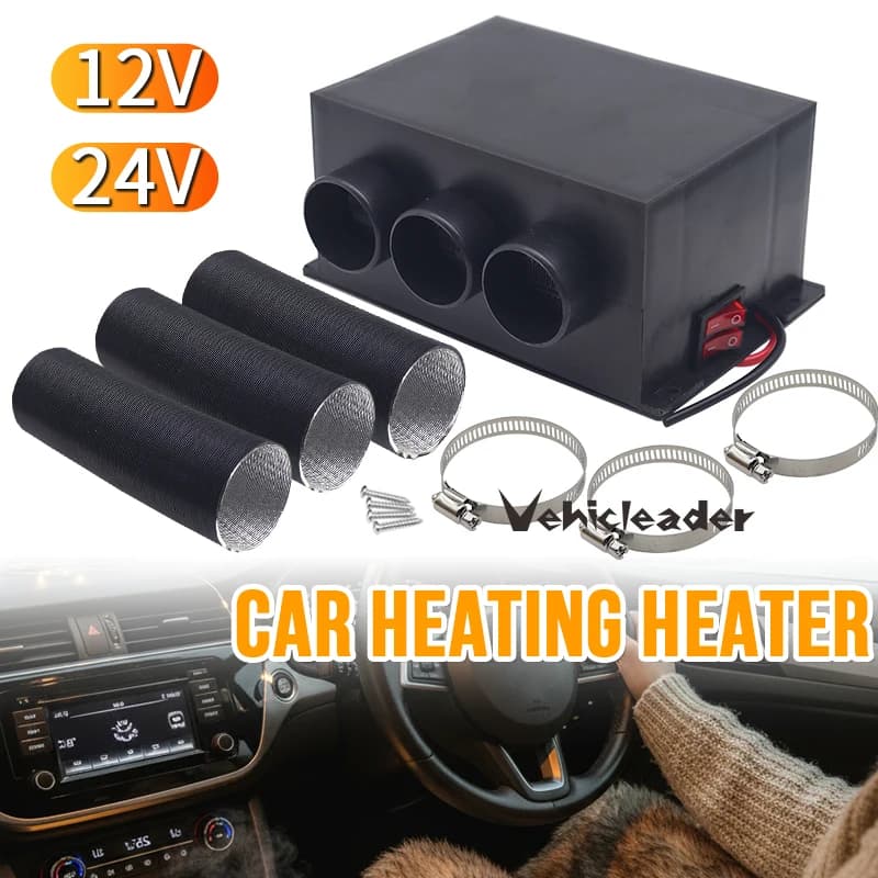 12V 24V Riscaldatore per auto Inverno Automobile Parabrezza Sbrinatore Riscaldatore Universale 3 Porte Riscaldatore per auto Apparecchi elettrici Accessori per auto