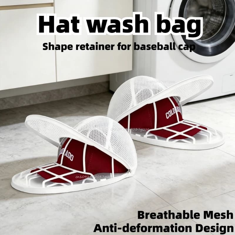 Sacchetto per lavaggio cappelli in rete traspirante, organizer per lavaggio e conservazione, appositamente progettato per cappellini da baseball